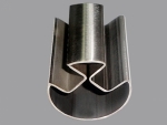 316 Corner slotted tube 50.8mm Round. 800 grit Mirror. 3 mtr lengths with slot sizes 14x14mm