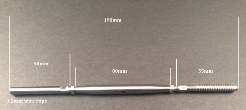 Rigging Screw for wooden post for wire rope balustrading. Lag screw one ...