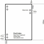 8mm pool gate 1200x950mm with 6 holes for spring hinges and latch